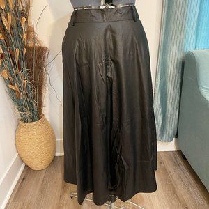 Size 16 Who What Wear Black Pleather Shin-Length High-Waisted Skirt